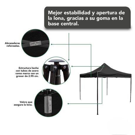 Gazebo Reforzado Toldo Carpa 3x3mt - Negro Gazebo Reforzado Toldo Carpa 3x3mt - Negro