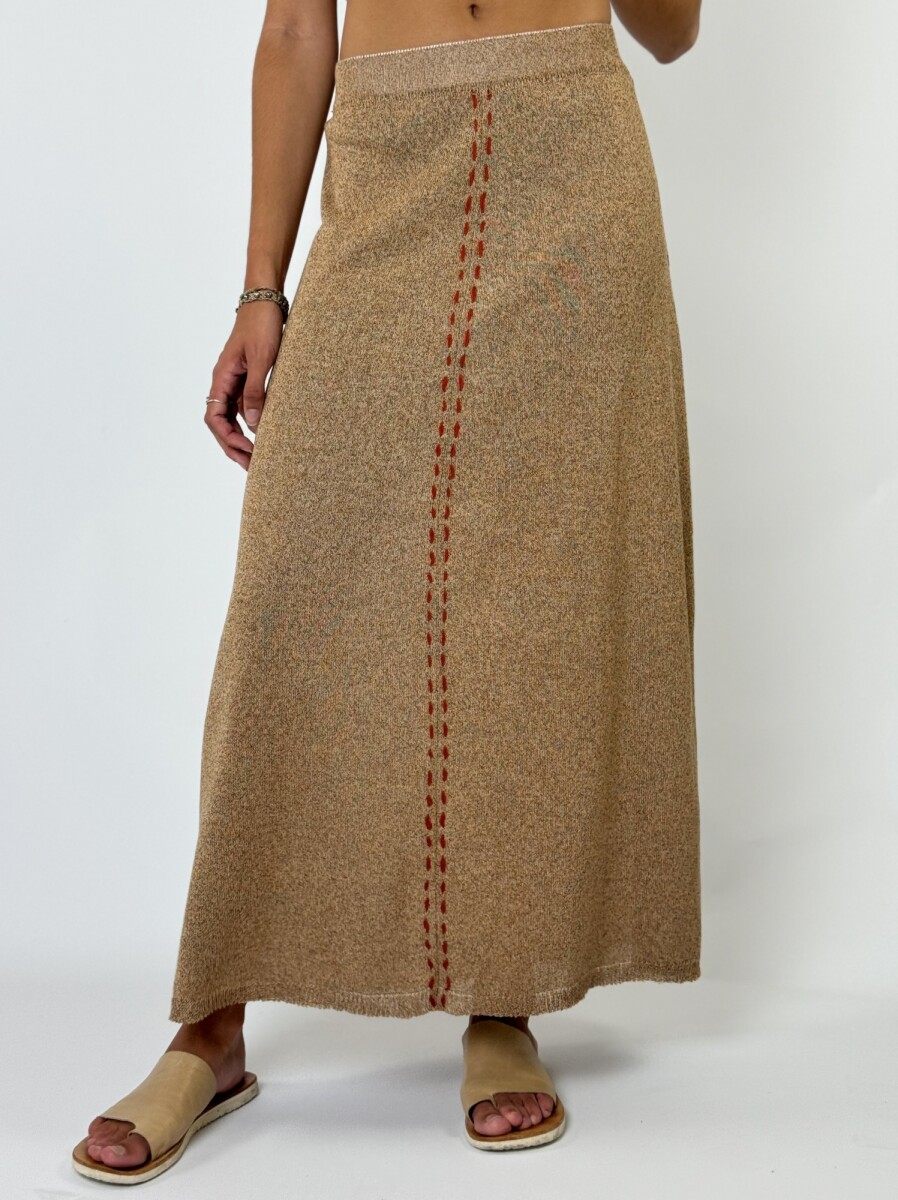 POLLERA TEJIDO EN LINO FILIPA - CAMEL 