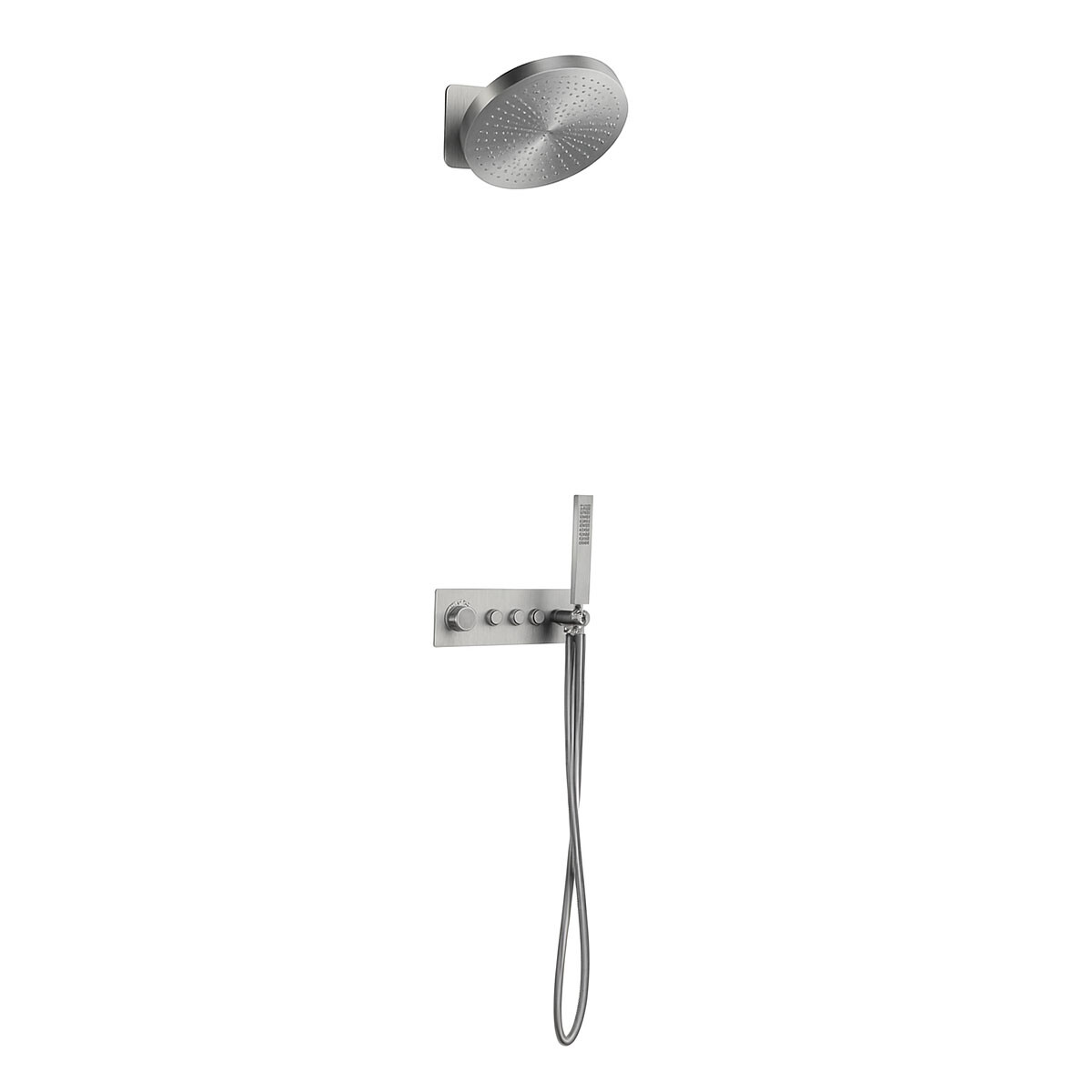 Griferia Ducha Termostatica De Embutir En Brushed Nickel 