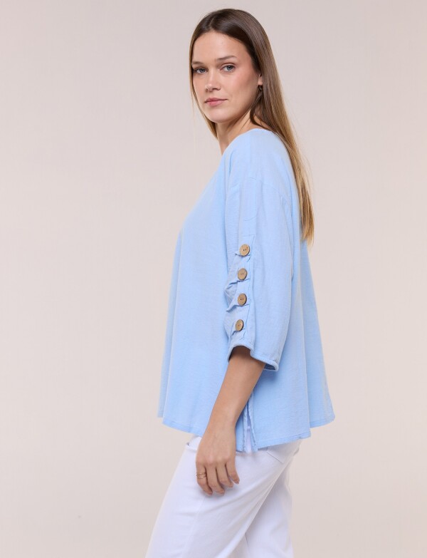Blusa Algodón Botones CELESTE