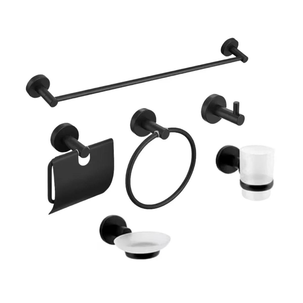 Kit De 6 Piezas Milano Negro Mate 