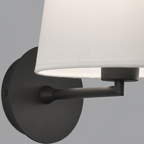 Lámpara pared negro c/ pantalla tela E27 Ø20X23cm BA0120