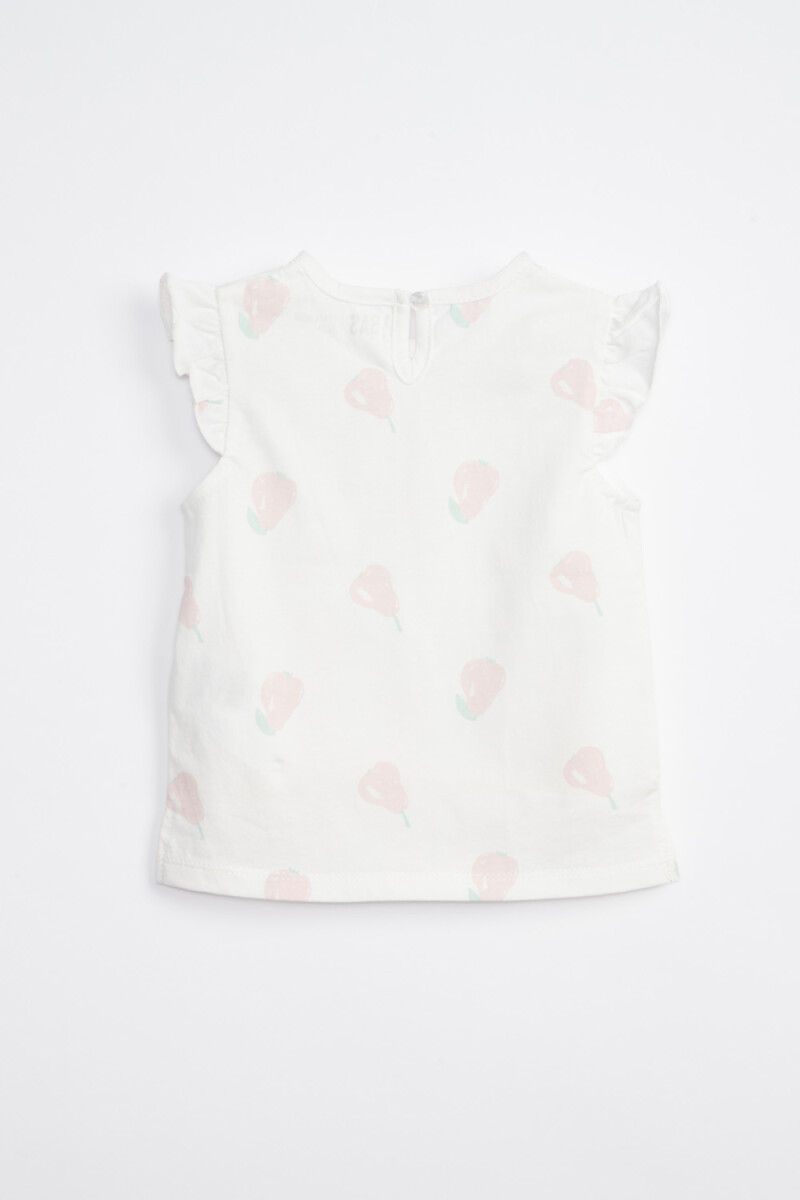 Musculosa Con Volados Estampa Peras Blanca
