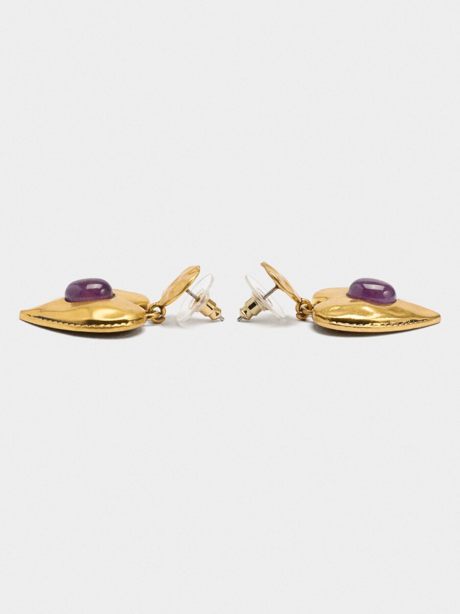 Pendientes Corazón Con Piedra verde