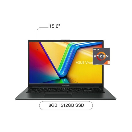 Notebook ASUS Vivobook Go 15,6' FHD 512GB / 8GB RAM R5 40 W11 - Black Notebook ASUS Vivobook Go 15,6' FHD 512GB / 8GB RAM R5 40 W11 - Black
