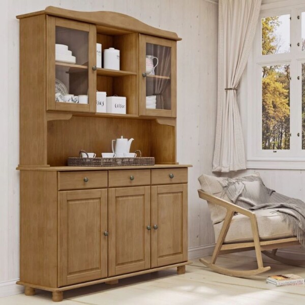 ARMARIO CRISTALERO 5 PUERTAS 3 CAJONES RUBI - FREIJO ARMARIO CRISTALERO 5 PUERTAS 3 CAJONES RUBI - FREIJO