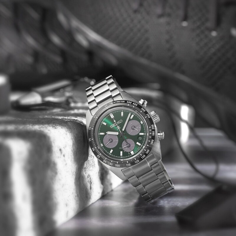 Reloj Seiko Prospex Speedtimer SSC933P1 para hombre con correa de acero Verde