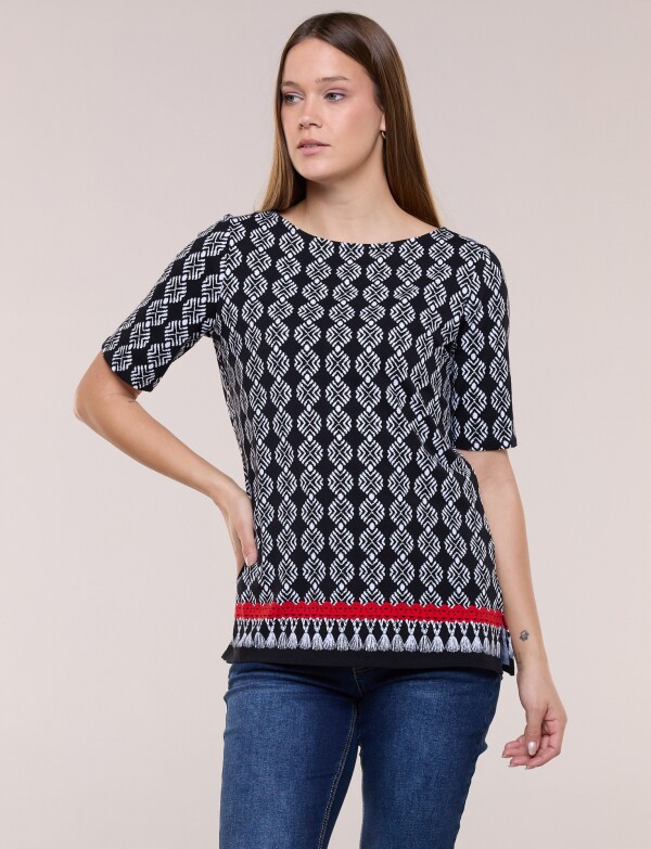 Remera Estampa Geométrica NEGRO/BLANCO