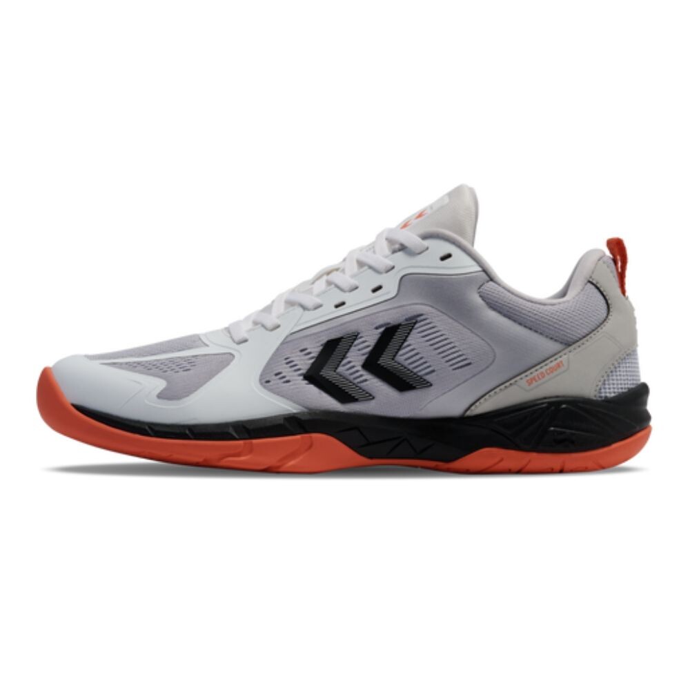 CALZADO DE HANDBALL SPEED COURT BLANCO NEGRO NARANJA