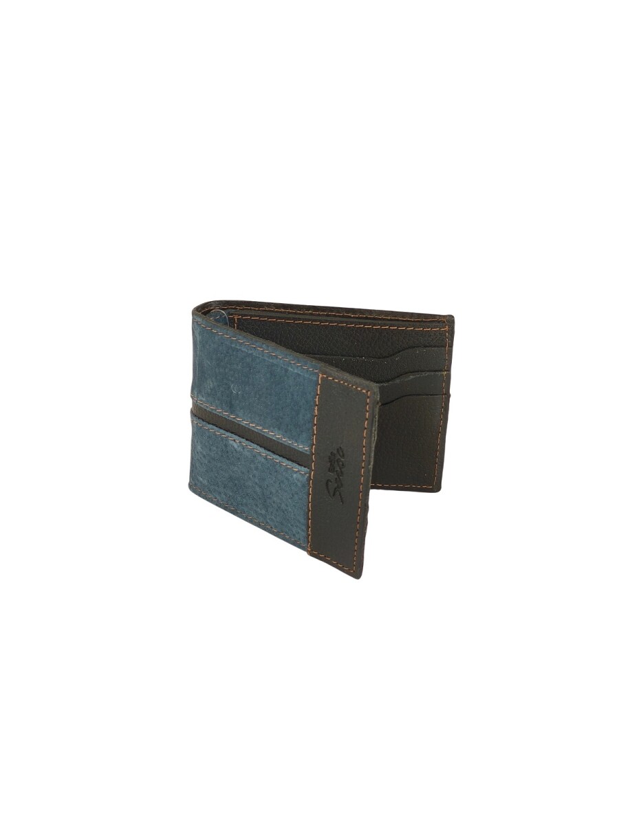 Billetera de cuero al corte - Azul 