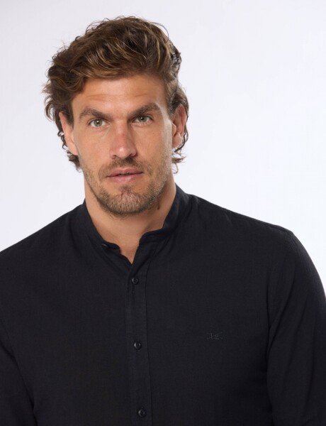 CAMISA DE LINO CUELLO MAO Negro