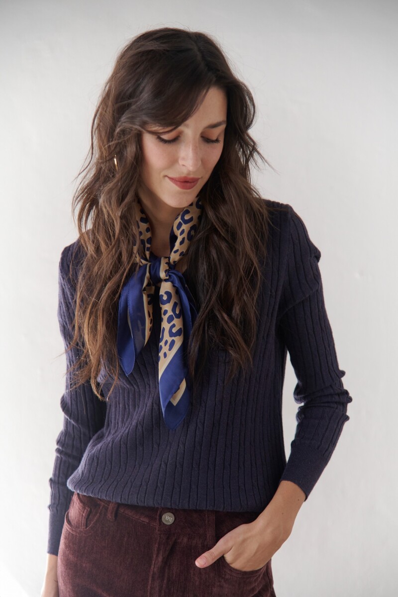BUZO ESCOTE V L AZUL