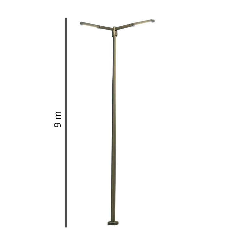 Columna 9mt con dos Brazos Blanca Columna 9mt Con Dos Brazos Gris