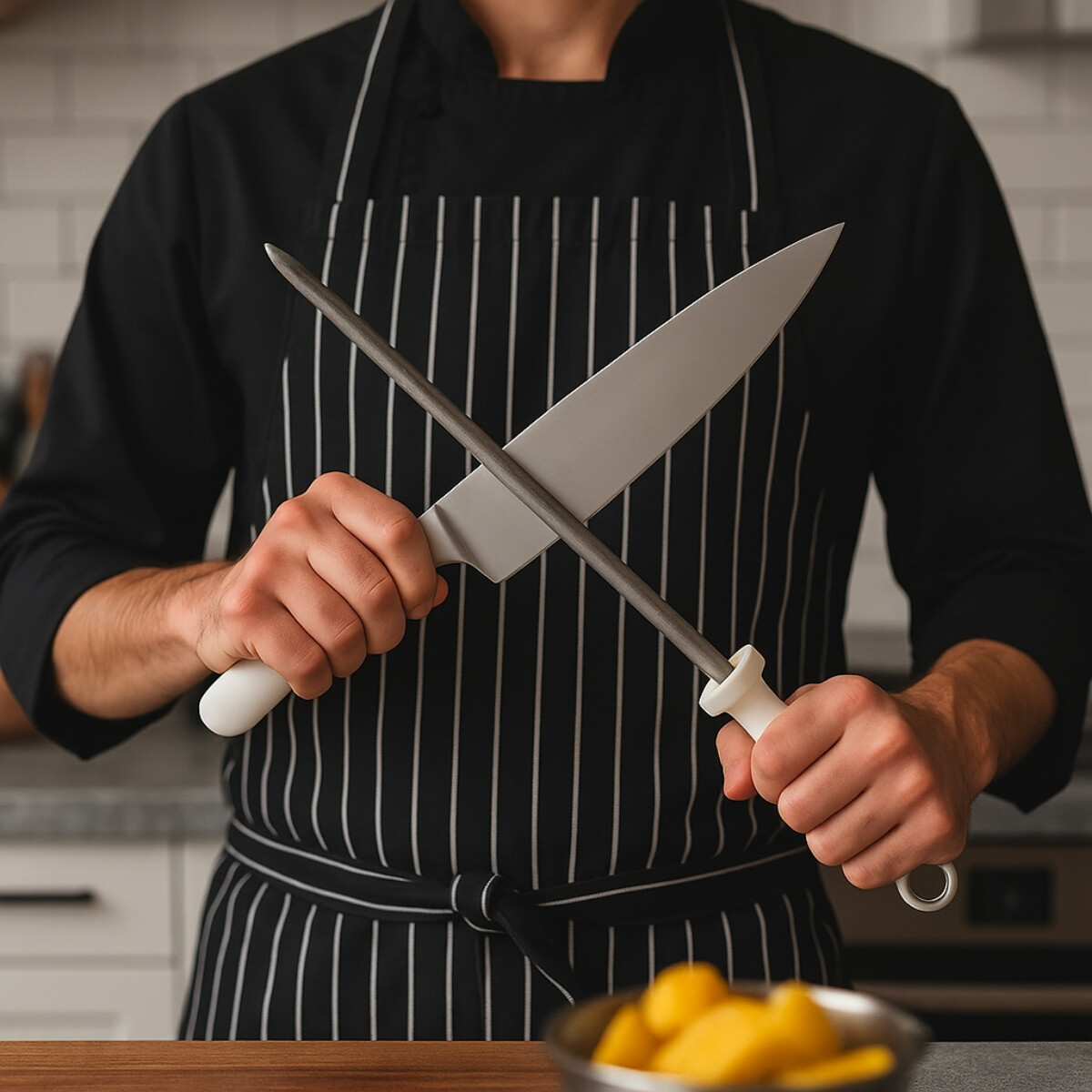 Chaira mango blanco acero inoxidable 12'' 