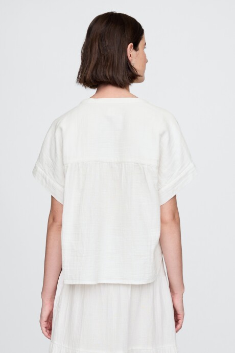 Camisa Muselina Manga Corta Mujer New Off White