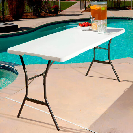 Mesa Plegable 1.80m Camping Jardín Resistente Calidad Blanco
