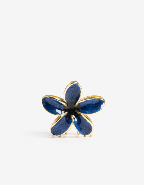 Broche Flores Broche Metálico Flor Hawaiana - Azul Medio