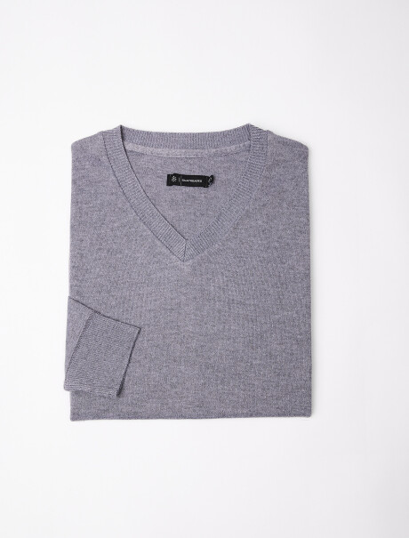 Buzo escote V Cedro gris