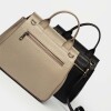 Cartera de Mano Catalana En Cuero Graneado Taupe