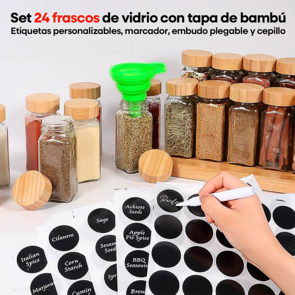 Set De 24 Especiero Frascos De Vidrio Condimentos recipiente organizador Cocina IMBACK Set De 24 Especiero Frascos De Vidrio Condimentos recipiente organizador Cocina IMBACK