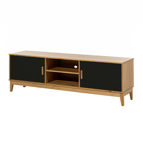 Rack para tv - Madera maciza - 2 Puertas Negro
