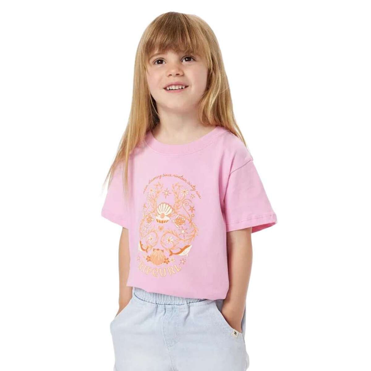 Remera Rip Curl Sunkissed Dreams Art Niña - Rosa 