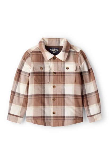 Camisa de franela con forro micropolar, diseño a cuadros Sin color