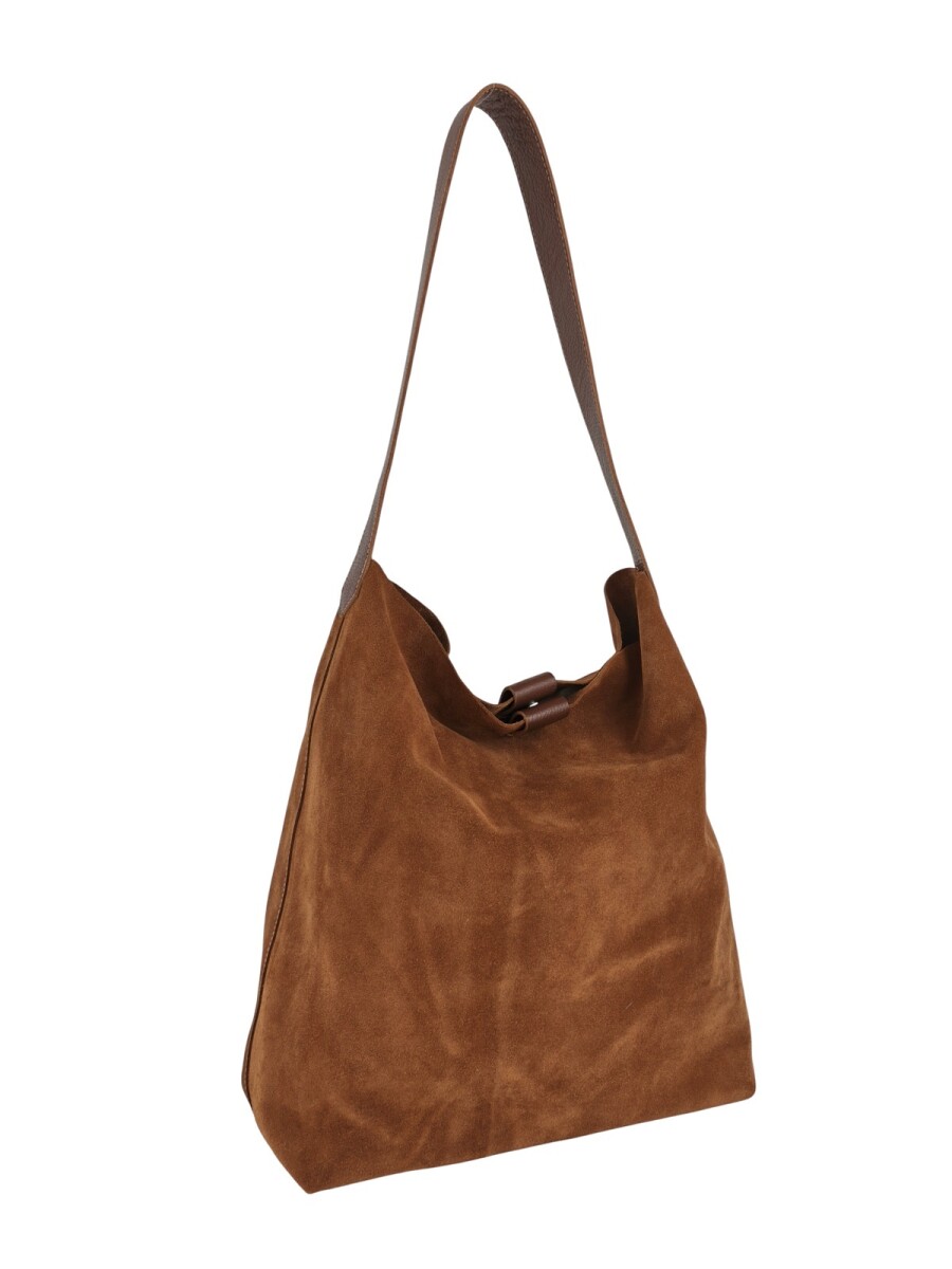 Tote bag de cuero con gamuza - Oxido 