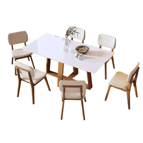 Mesa de Comedor Redonda Linea Manhattan Blanco/Natural