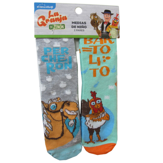 Medias Infantiles La Granja de Zenon x2 Verde Agua - Gris