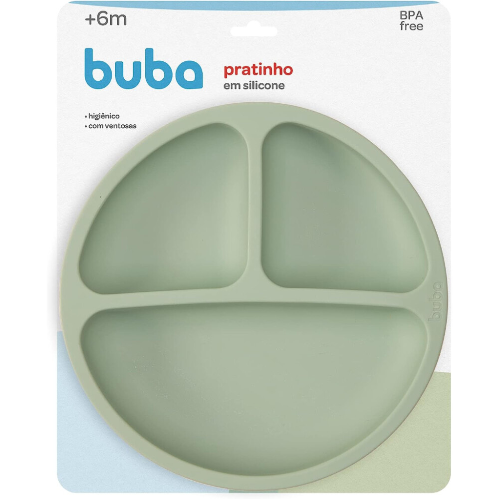 Plato con divisiones y ventosa BUBA verde