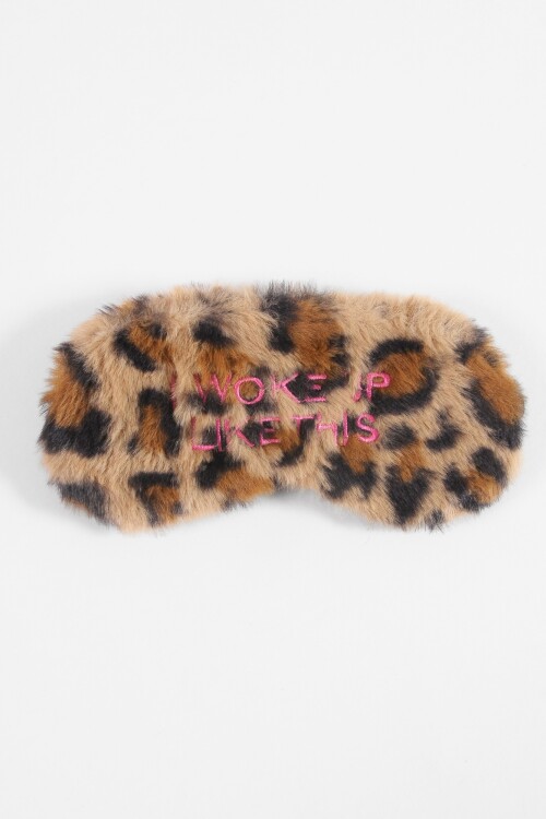 Tapa ojos animal print bordado marrón