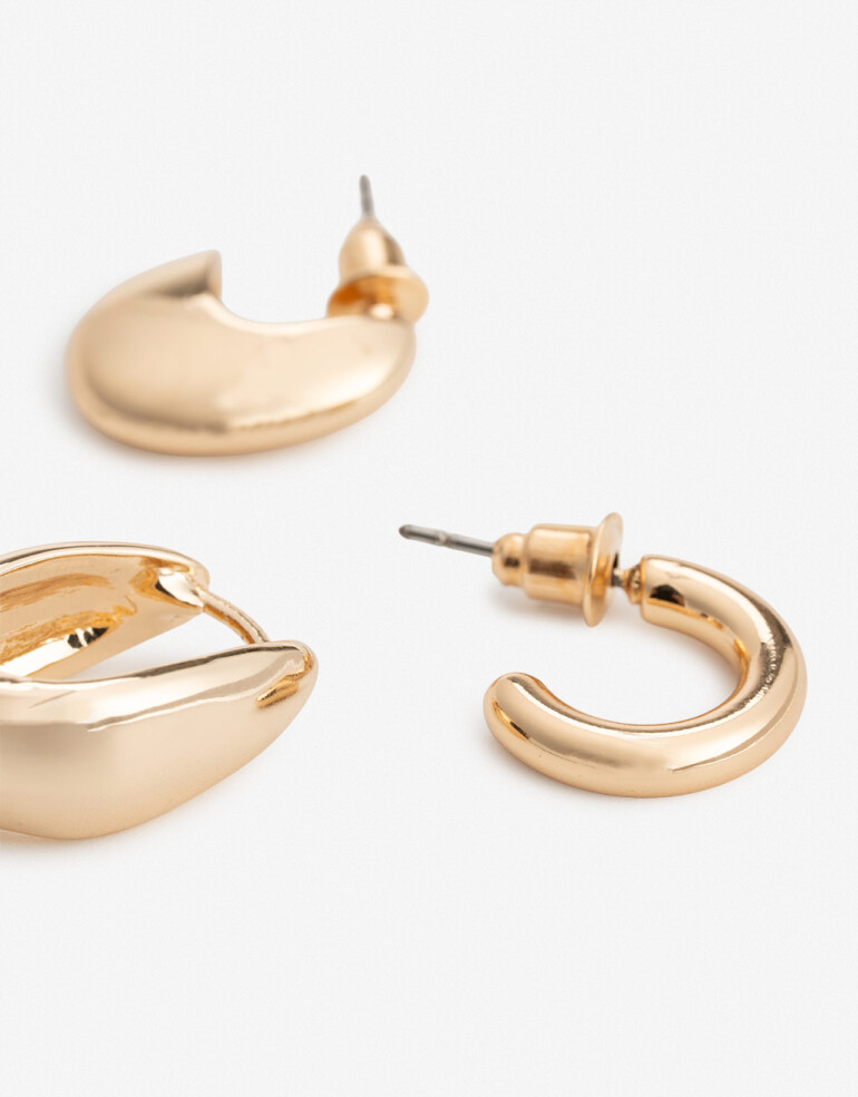 Aros Argollas Set Metal Set De Argollas Metal Bold - Dorado