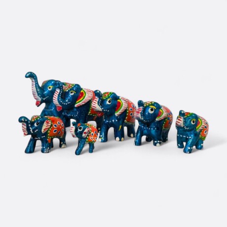 Familia De Elefantes x7 Celeste
