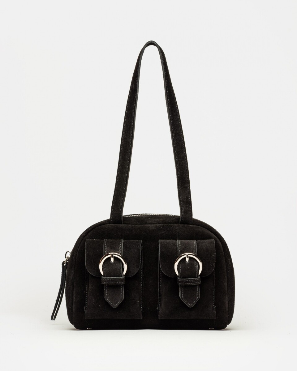 Cartera al hombro Indie en cuero gamuza - Negro 