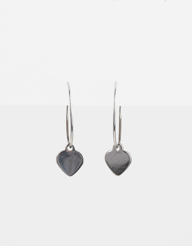 Aros Argollas Corazón Argollas Con Corazón - Plateado