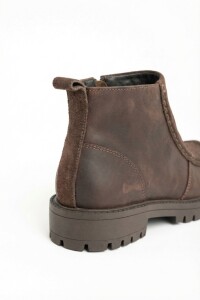 Bota Cuero Combinada Chocolate