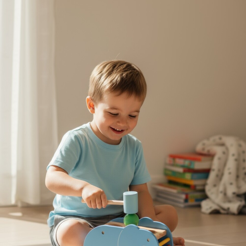 Juguete elefante martillo encastre BUBA cloudy montessori Juguete elefante martillo encastre BUBA cloudy montessori