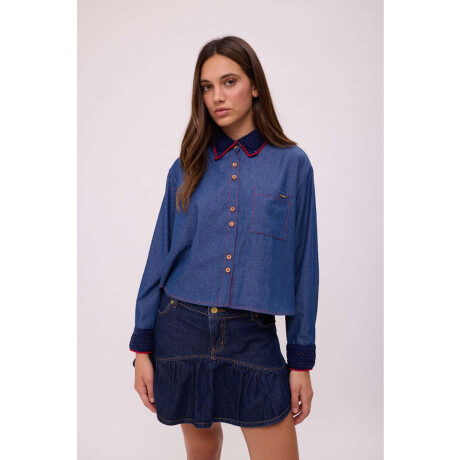 CAMISA AZAR CROCHET DENIM Azul