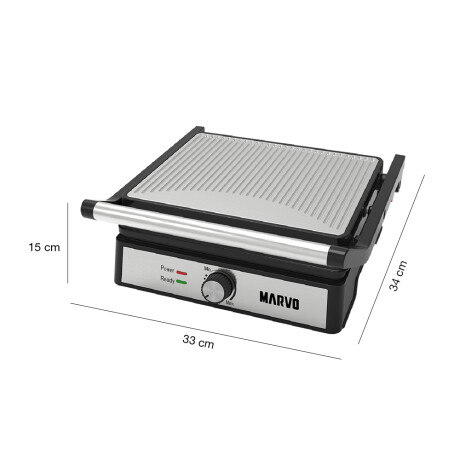 Grill Parrilla Eléctrica Sandwichera Antiadherente Marvo Plata/negro