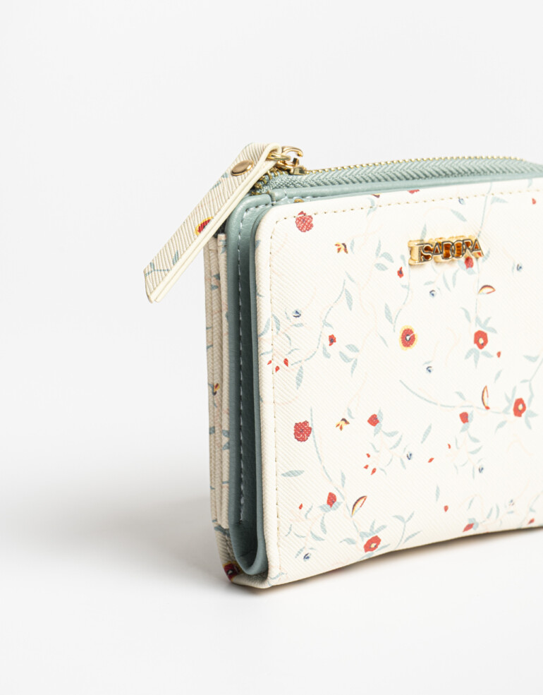 Billetera Billetera De Cuerina Con Cierre - Estampado Flores
