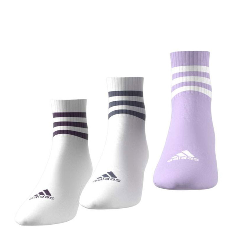 Medias de Mujer Adidas Acolchadas 3 Tiras Sportswear Blanco - Violeta