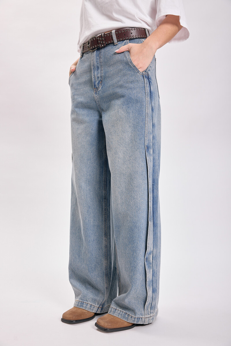 Pantalón jean detalle onda Azul Medio