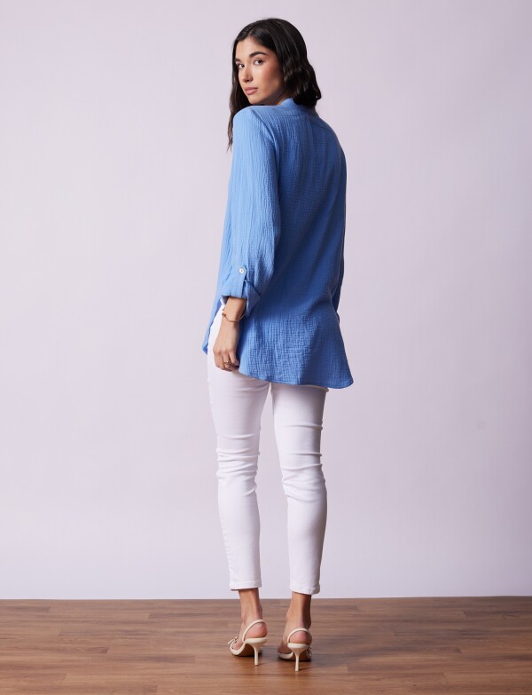 Blusa Algodon CELESTE OSCURO
