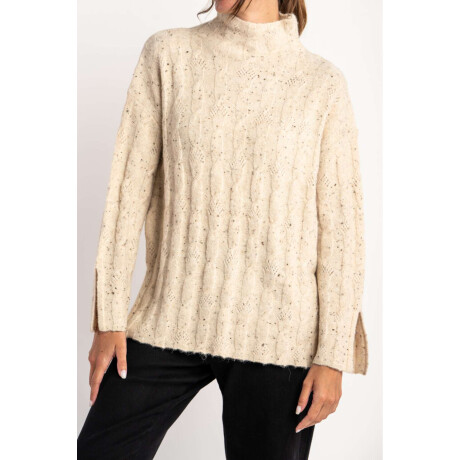 Polera Texturada Bouttonne Beige Melange