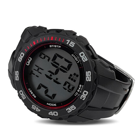 Reloj Q&Q Digital Deportivo Original PVC Sumergible Negro-Rojo