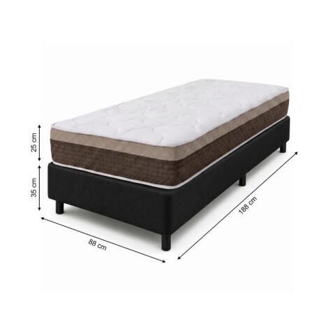 Sommier con Resortes Pocket Espuma Alta Densidad y Eurotop Soporte 130 Kg 1 Plaza 88 cm de Ancho