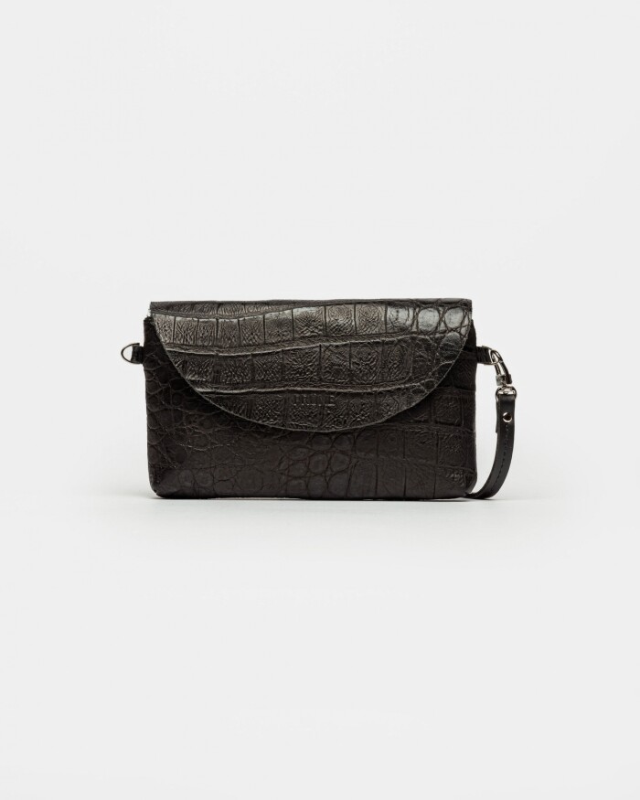 Mini bag Viena en cuero croco bridge Negro