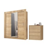 COMBO DORMITORIO - ROPERO 3 PUERTAS CORREDIZAS + ESPEJO + CÓMODA 4 CAJONES COMBO DORMITORIO - ROPERO 3 PUERTAS CORREDIZAS + ESPEJO + CÓMODA 4 CAJONES