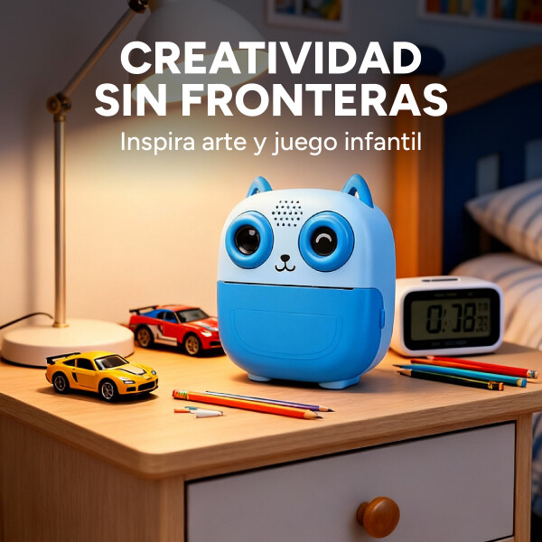 Camara De Fotos Buho Infantil Impresion Instantanea Polaroid Variante Color Azul